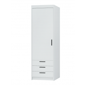 Wąska szafa z szufladami 60 cm jednodrzwiowa TRINO garderoba biała